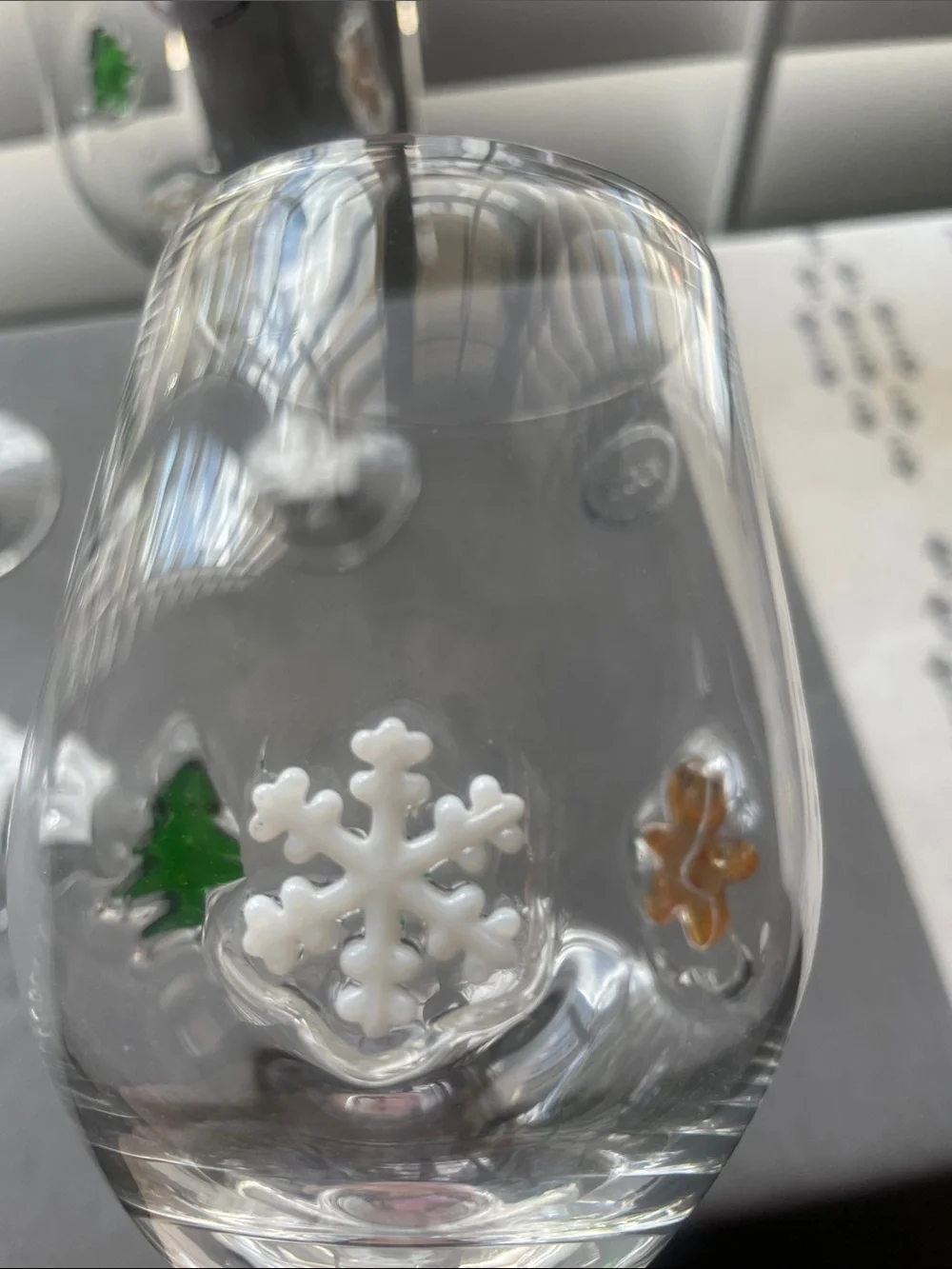 Abbott Holiday Clear Stemmed Wine Glasses with Festive Charms Set of Four (4)